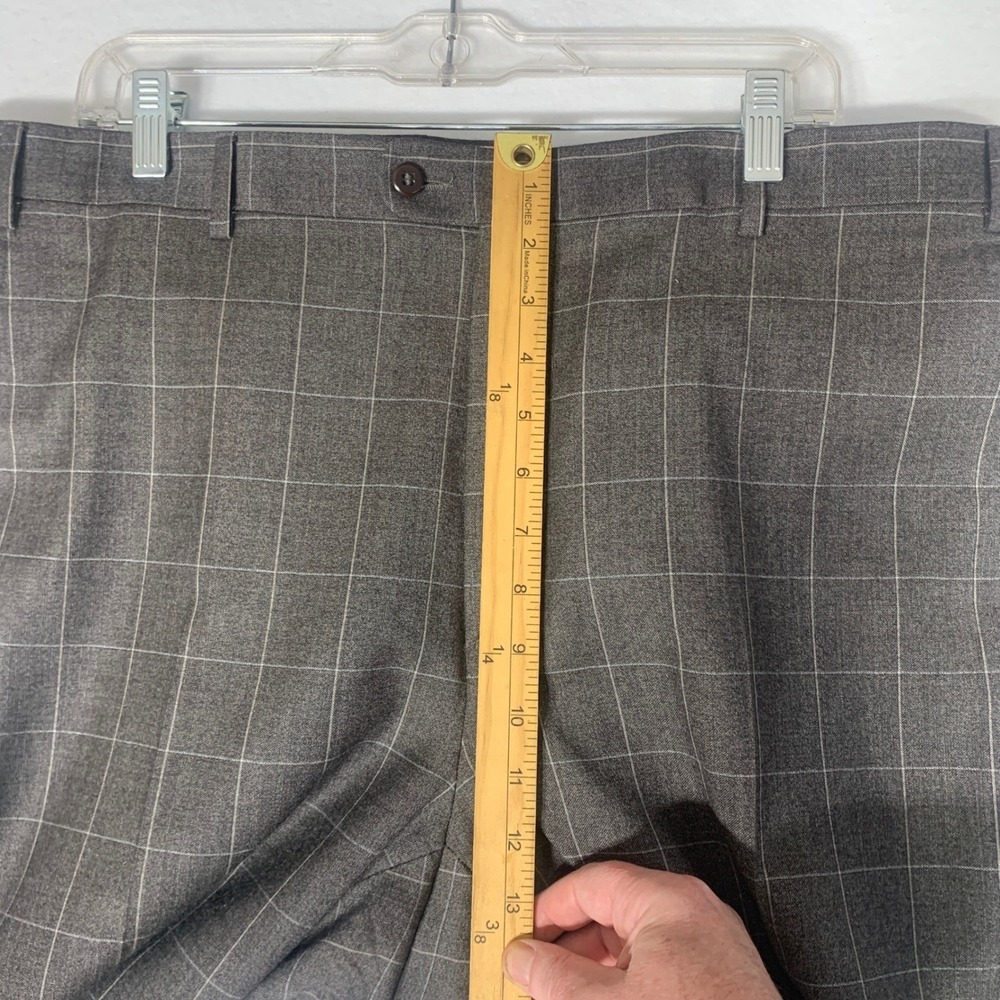 Zanella Todd Super 130s Wool Dress Pants 40x30 Gray Pleated Windowpane Italy - Picture 10 of 15